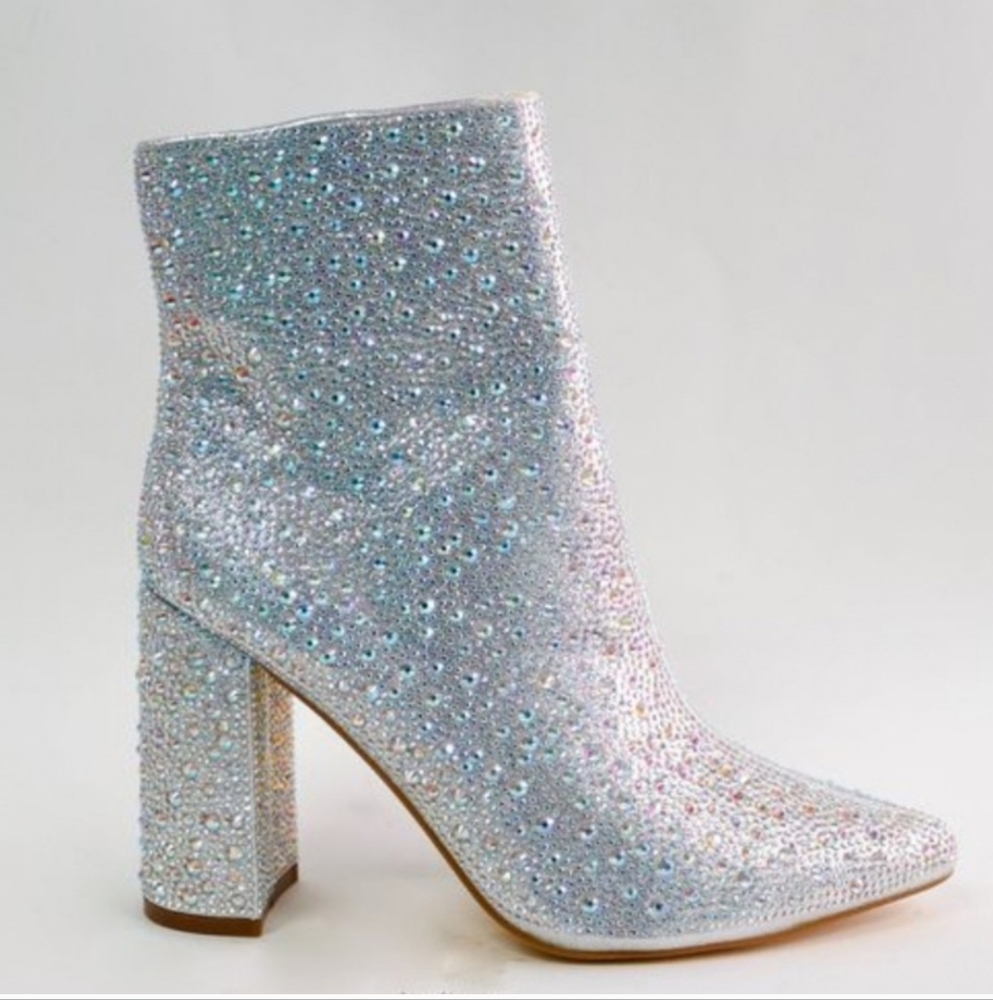 Lauren Lorraine Sparkling Silver Heeled Boots